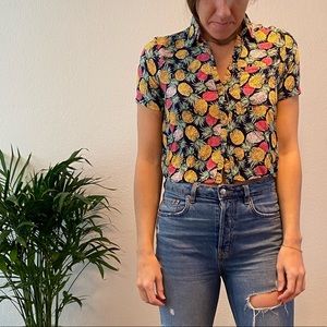 Pineapple cropped Hawaiian shirt